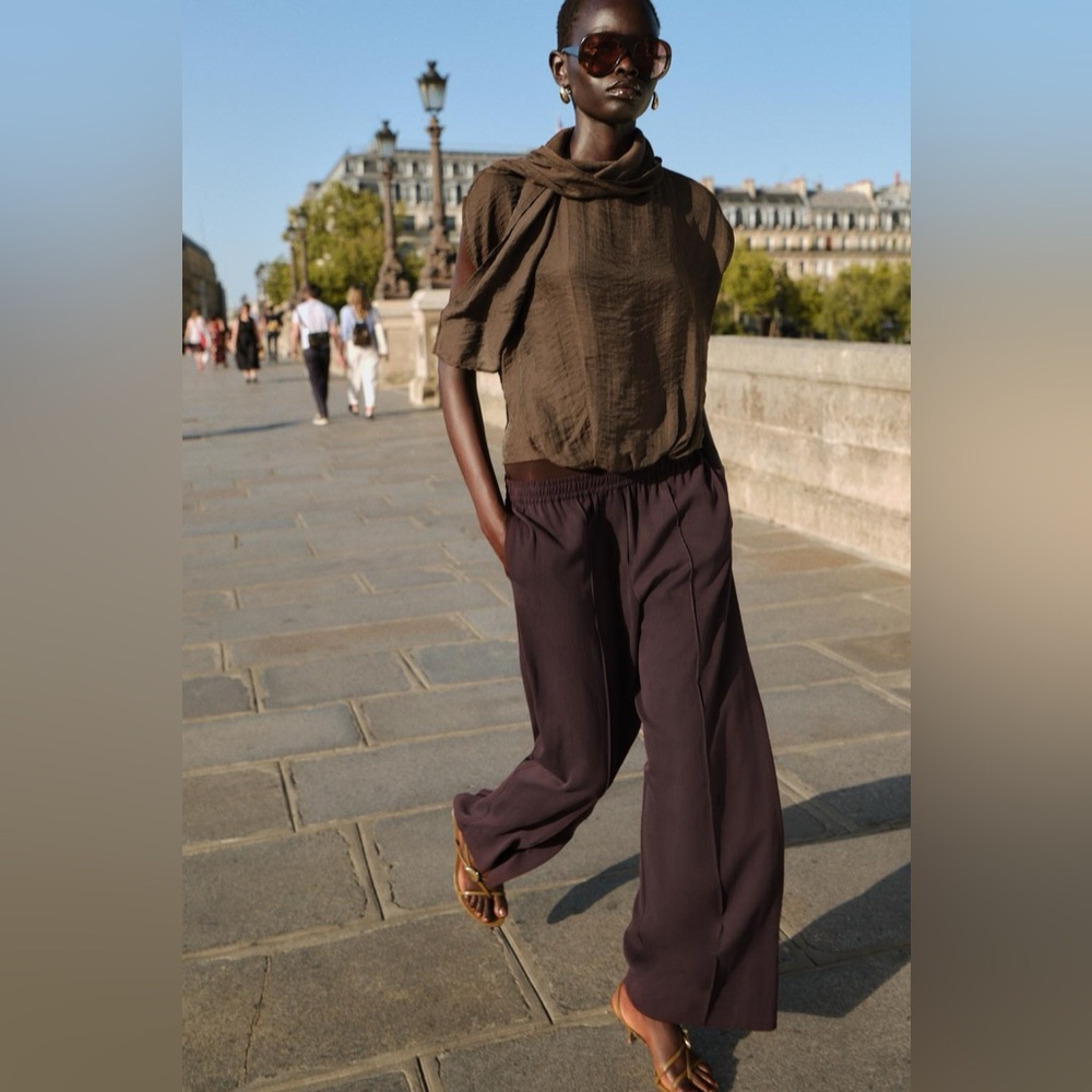 ZARA WIDE LEG SEAM PANTS